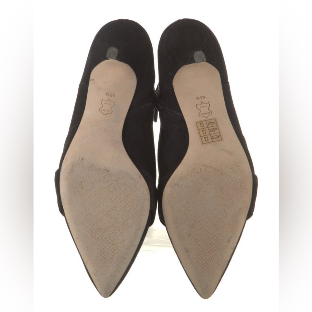 TORY BURCH Crystal Buckle Bootie Sz 6.5 Black Suede Ankle Boots Embellished - Picture 6 of 6